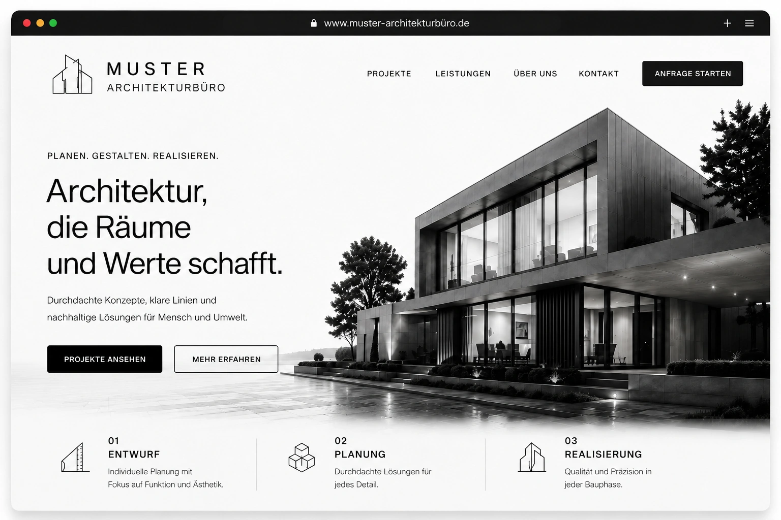Moderne, klare Beispielwebseite nach dem Relaunch